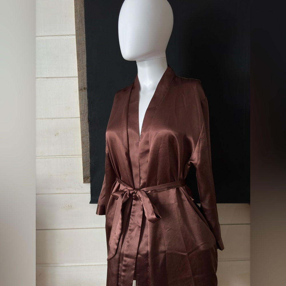 Vintage Brown Satin Wrap Robe - Women’s Intimates & Sleepwear